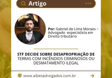 STF DECIDE SOBRE DESAPROPRIAÇÃO DE  TERRAS COM INCÊNDIOS CRIMINOSOS OU  DESMATAMENTO ILEGAL